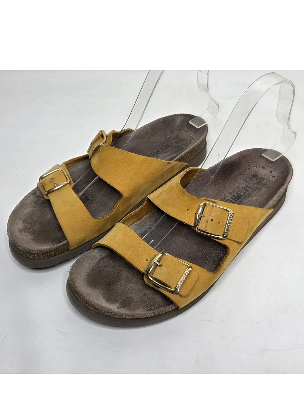 Mephisto Harmony Ochre Yellow Slides Sandal Nubuck Leather EU 39 US 9 Womens